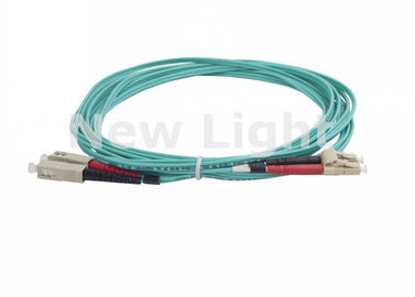 PVC CATV 체계를 위해 녹색 이중 광섬유 접속 코드 LC SC OM3 다중 상태 50/125