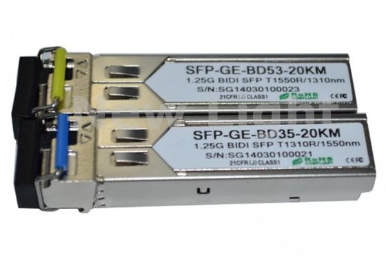 주문 1.25Gbps 20km 단일 모드 SFP 트랜시버, 광섬유 네트워크용 디지털 진단 모니터링 포함 online manufacture