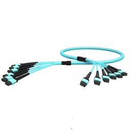 주문 MPO 남자 연한 녹청색 팬 아웃에 대한 OEM ODM OM3 12 핵심 PVC 광섬유 케이블 MPO online manufacture