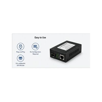 주문 산업용 기가비트 SFP 미디어 변환기, 이중 DC 12-48V 리던던트 전력, IP40 보호 및 -40°C ~ 85°C 운영 온도 online manufacture