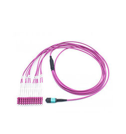주문 LC MTP/MPO OM4 50/125 심홍색 12 핵심 다중 상태 섬유 광 케이블 LSZH 물자 online manufacture