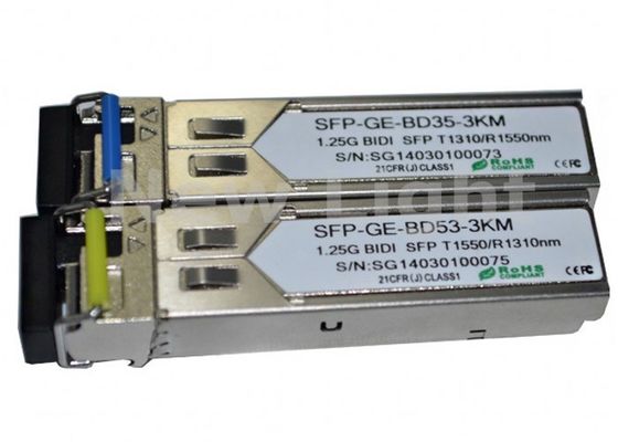 고성능 1.25G BiDi SFP 트랜시버, 단일 모드 섬유와 3km 전송 거리
