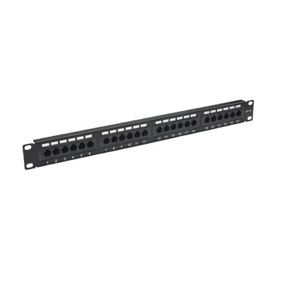금속 보호 24 포트 RJ45 패치 패널 RoHS/UL/CE Cat5e/Cat6/Cat6a/Cat7 이더넷 인증